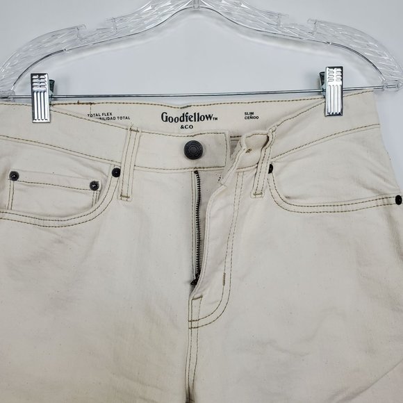 Goodfellow & Co Mens Jeans sz 30Wx32L Total Flex Slim cream wash denim pants - Picture 6 of 12